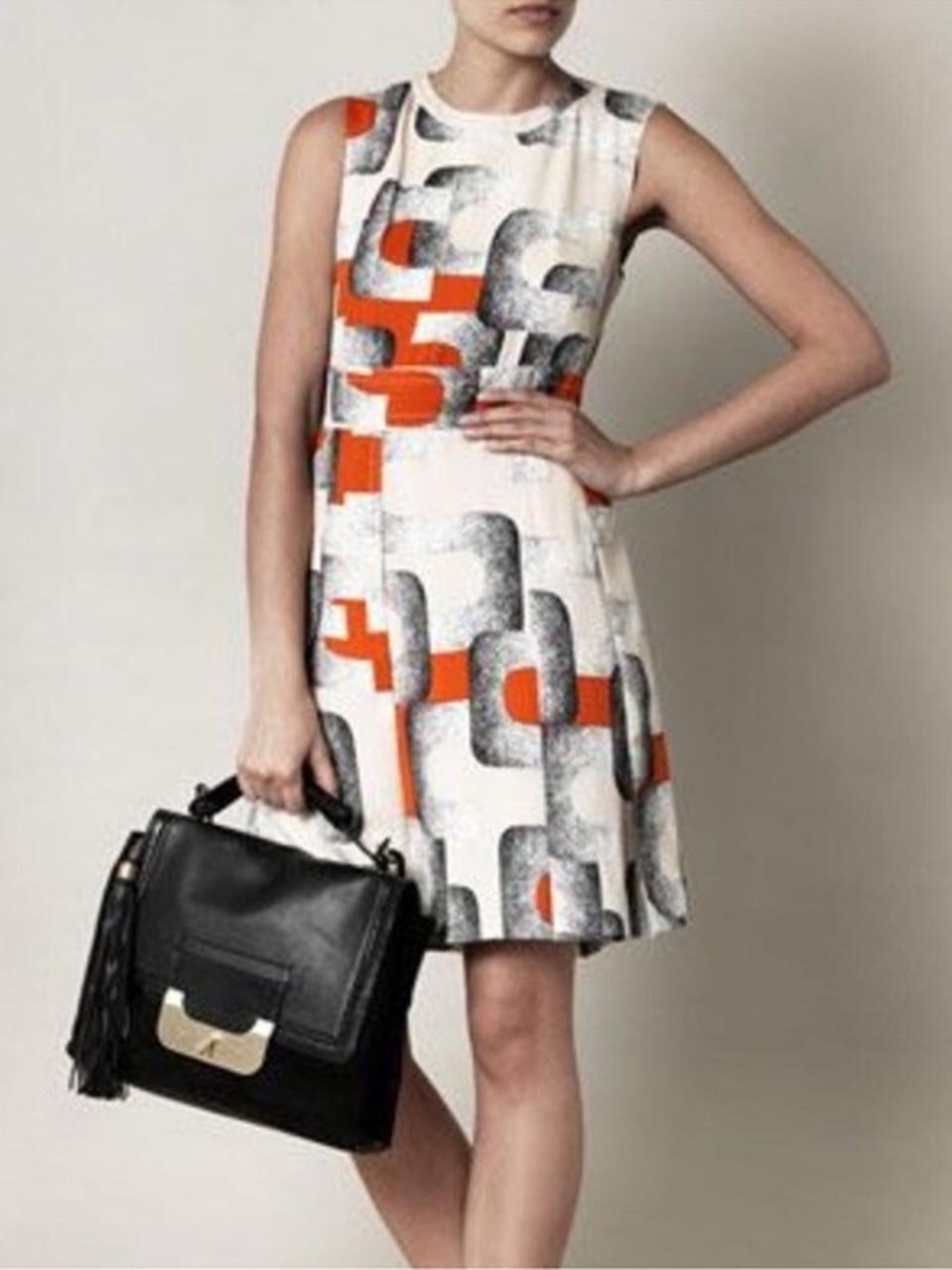 Diane Von furstenberg Hayley Dobby silk blend geometric fit & flare dress